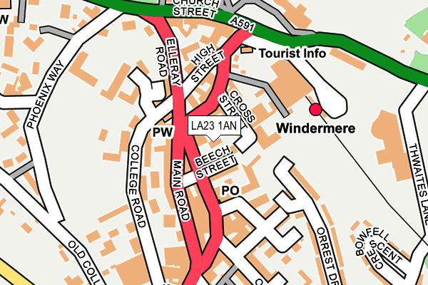 LA23 1AN map - OS OpenMap – Local (Ordnance Survey)