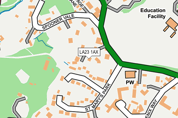 LA23 1AX map - OS OpenMap – Local (Ordnance Survey)