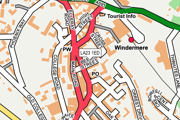 LA23 1ED map - OS OpenMap – Local (Ordnance Survey)