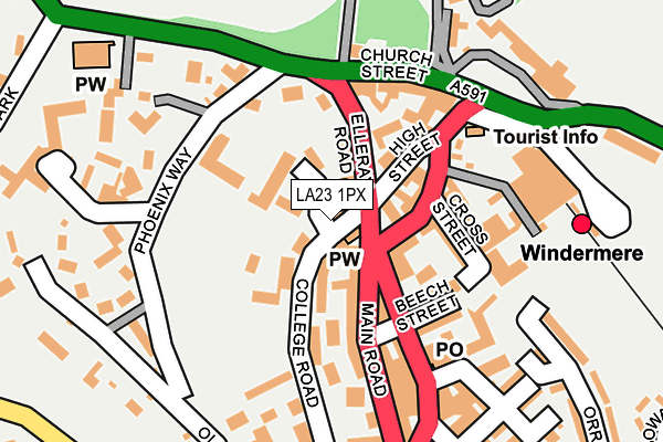 LA23 1PX map - OS OpenMap – Local (Ordnance Survey)