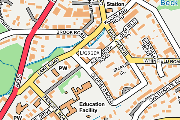 LA23 2DA map - OS OpenMap – Local (Ordnance Survey)