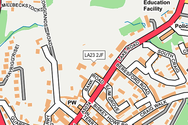 LA23 2JF map - OS OpenMap – Local (Ordnance Survey)