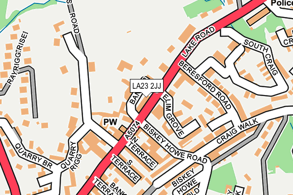 LA23 2JJ map - OS OpenMap – Local (Ordnance Survey)