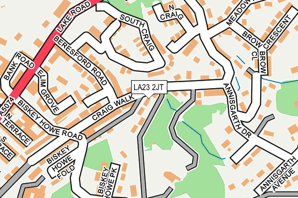 LA23 2JT map - OS OpenMap – Local (Ordnance Survey)
