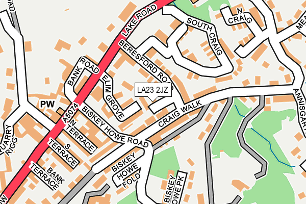 LA23 2JZ map - OS OpenMap – Local (Ordnance Survey)