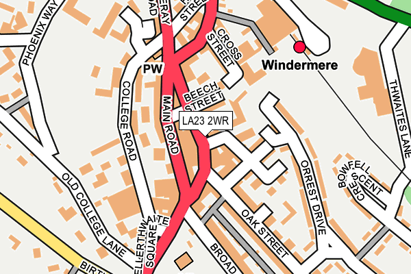 LA23 2WR map - OS OpenMap – Local (Ordnance Survey)