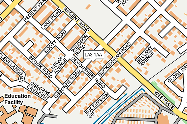LA3 1AA map - OS OpenMap – Local (Ordnance Survey)