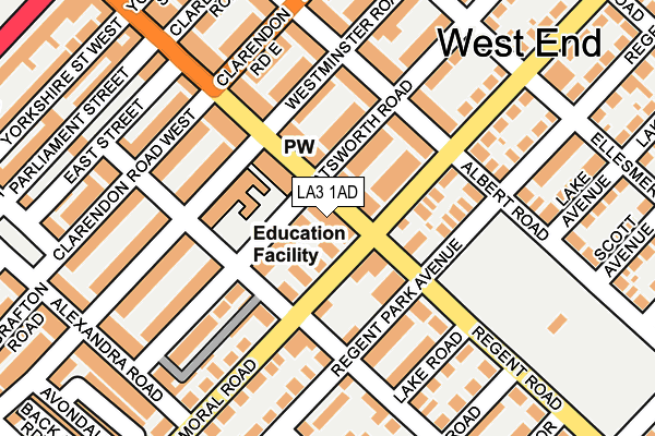 LA3 1AD map - OS OpenMap – Local (Ordnance Survey)