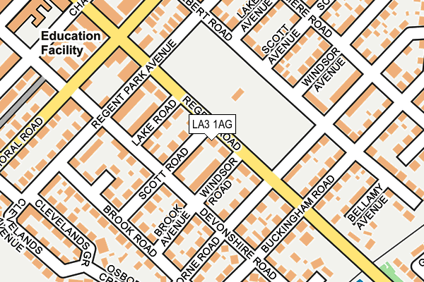 LA3 1AG map - OS OpenMap – Local (Ordnance Survey)