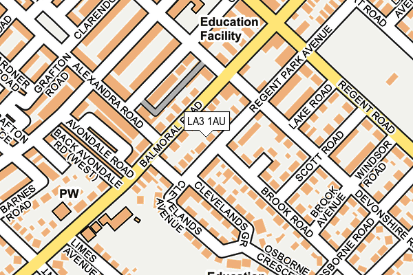 LA3 1AU map - OS OpenMap – Local (Ordnance Survey)
