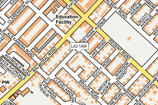 LA3 1AW map - OS OpenMap – Local (Ordnance Survey)