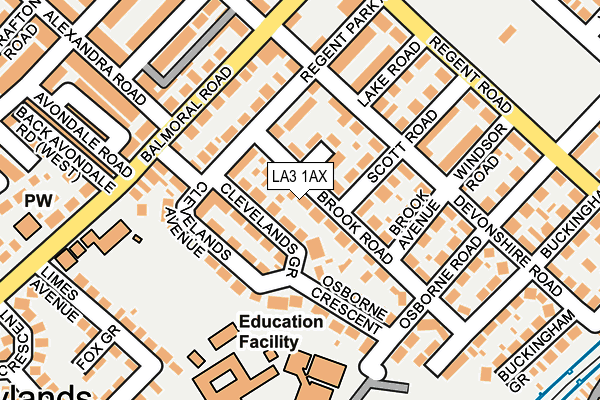 LA3 1AX map - OS OpenMap – Local (Ordnance Survey)