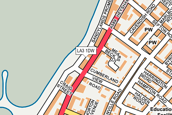 LA3 1DW map - OS OpenMap – Local (Ordnance Survey)