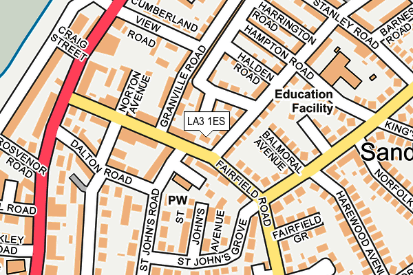 LA3 1ES map - OS OpenMap – Local (Ordnance Survey)