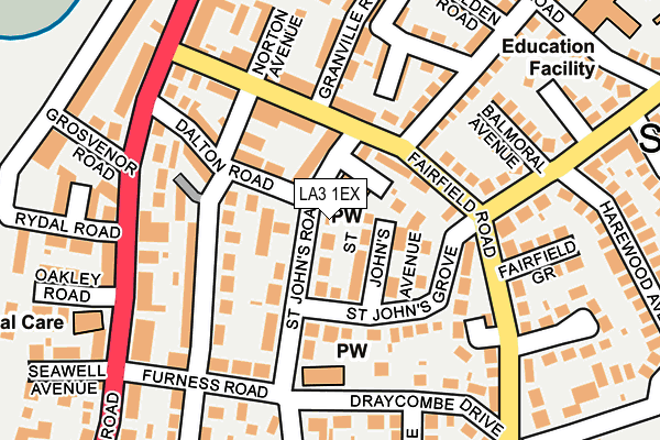 LA3 1EX map - OS OpenMap – Local (Ordnance Survey)