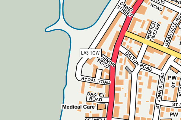 LA3 1GW map - OS OpenMap – Local (Ordnance Survey)
