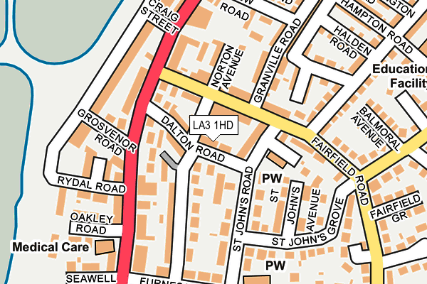 LA3 1HD map - OS OpenMap – Local (Ordnance Survey)