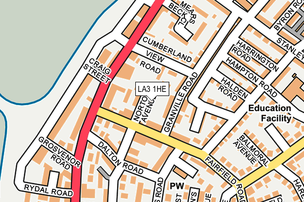 LA3 1HE map - OS OpenMap – Local (Ordnance Survey)