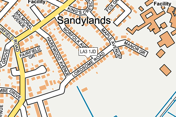 LA3 1JD map - OS OpenMap – Local (Ordnance Survey)