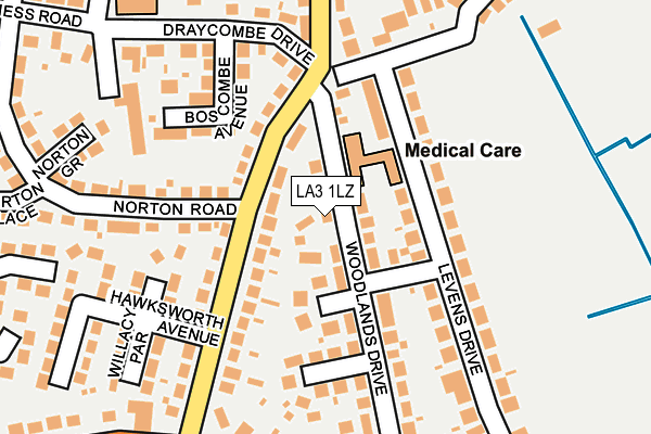 Map of WOODLANDS MOT CENTRE (MORECAMBE) LIMITED at local scale