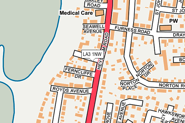 LA3 1NW map - OS OpenMap – Local (Ordnance Survey)