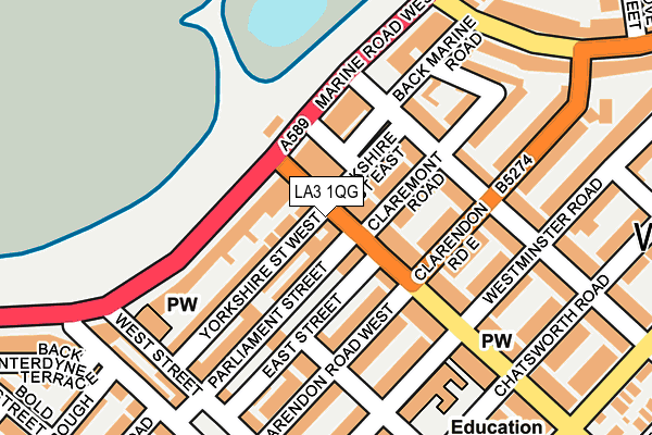 LA3 1QG map - OS OpenMap – Local (Ordnance Survey)