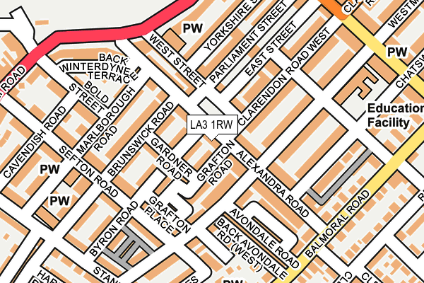LA3 1RW map - OS OpenMap – Local (Ordnance Survey)