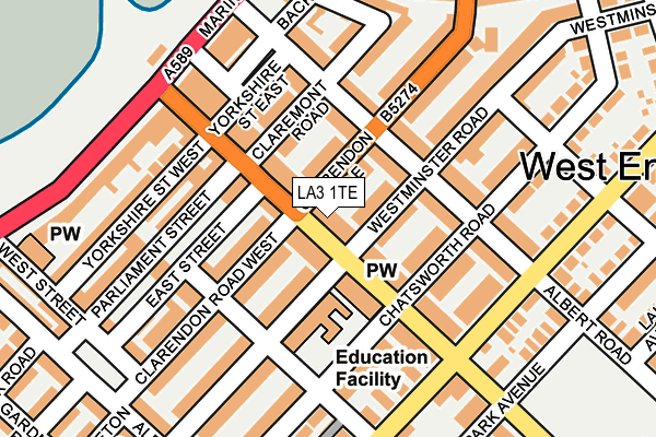 LA3 1TE map - OS OpenMap – Local (Ordnance Survey)