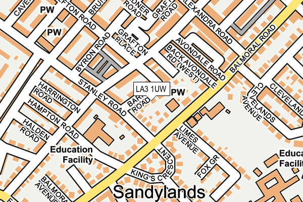 LA3 1UW map - OS OpenMap – Local (Ordnance Survey)