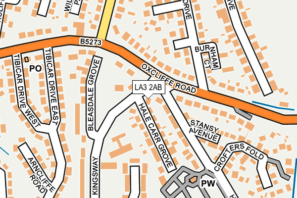 LA3 2AB map - OS OpenMap – Local (Ordnance Survey)