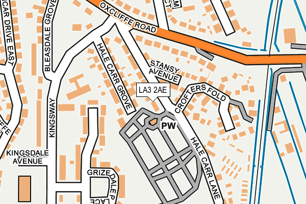 LA3 2AE map - OS OpenMap – Local (Ordnance Survey)