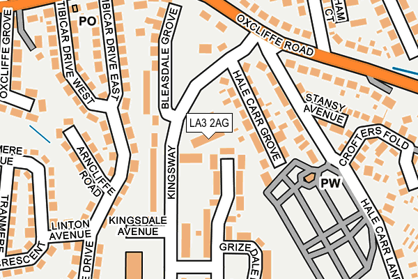LA3 2AG map - OS OpenMap – Local (Ordnance Survey)