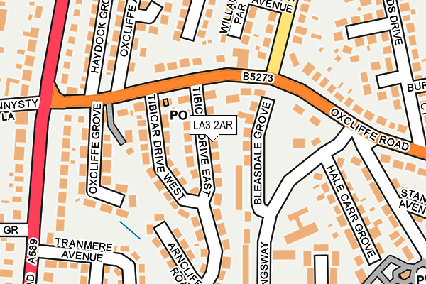 LA3 2AR map - OS OpenMap – Local (Ordnance Survey)