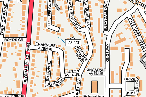 LA3 2AT map - OS OpenMap – Local (Ordnance Survey)