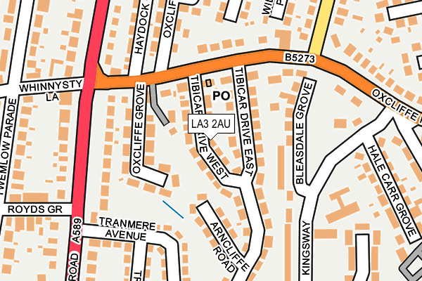 LA3 2AU map - OS OpenMap – Local (Ordnance Survey)
