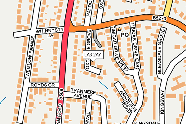 LA3 2AY map - OS OpenMap – Local (Ordnance Survey)