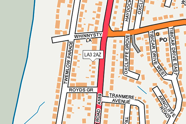 LA3 2AZ map - OS OpenMap – Local (Ordnance Survey)