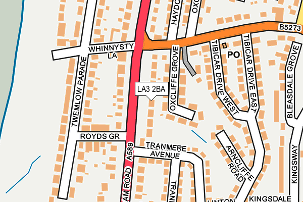 LA3 2BA map - OS OpenMap – Local (Ordnance Survey)