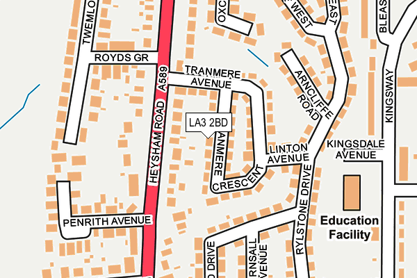 LA3 2BD map - OS OpenMap – Local (Ordnance Survey)