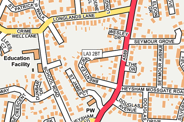 LA3 2BT map - OS OpenMap – Local (Ordnance Survey)