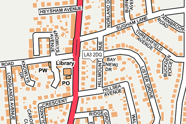 LA3 2DQ map - OS OpenMap – Local (Ordnance Survey)