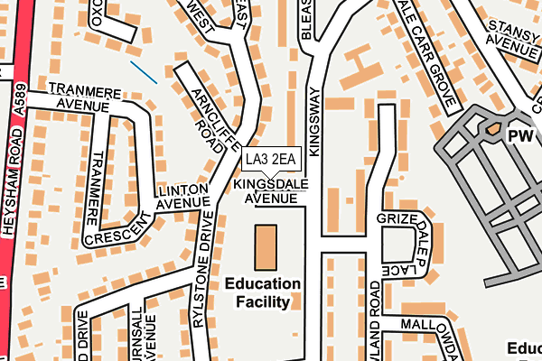 LA3 2EA map - OS OpenMap – Local (Ordnance Survey)