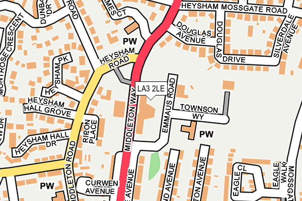 LA3 2LE map - OS OpenMap – Local (Ordnance Survey)
