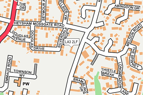 LA3 2LF map - OS OpenMap – Local (Ordnance Survey)