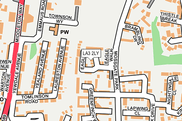 LA3 2LY map - OS OpenMap – Local (Ordnance Survey)