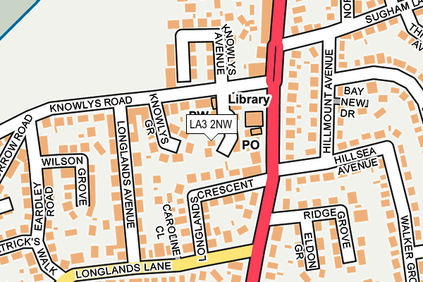 LA3 2NW map - OS OpenMap – Local (Ordnance Survey)