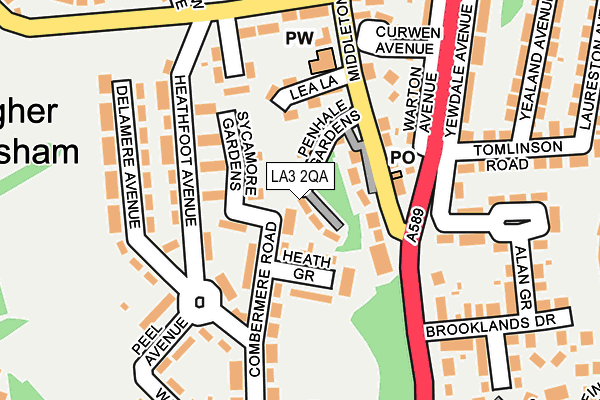 LA3 2QA map - OS OpenMap – Local (Ordnance Survey)