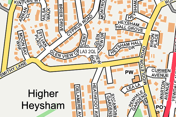 LA3 2QL map - OS OpenMap – Local (Ordnance Survey)