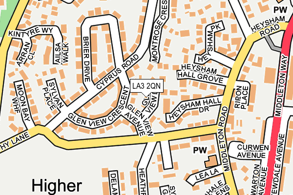 LA3 2QN map - OS OpenMap – Local (Ordnance Survey)
