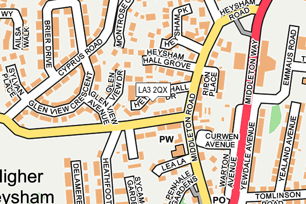 LA3 2QX map - OS OpenMap – Local (Ordnance Survey)